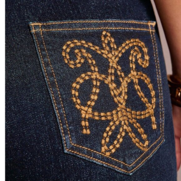 New 2026 Dark Wash Blue Retro High waist Flare Jeans size 28-29 Medium - Picture 4 of 4